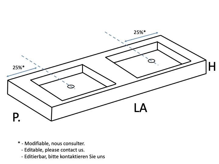 Plan vasque Design, fabrication sur mesure, Largeur 60 à 20 cm x Profondeur 40 à 60 cm, résine minérale ACRYSTONE® SOLID-SURFACE Finition lisse blanc mate, Livraison Offerte et Rapide.